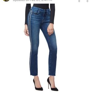 Good American Straight Athletic Stripe High Waist